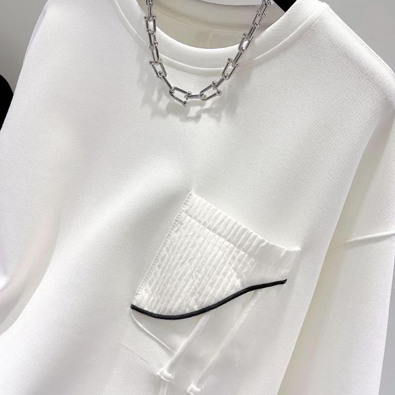 Korean Fashion Solid Color Hoodless Sweatshirt Women's Spring Autumn Temperament Loose Thin Niche Design Short