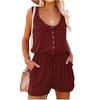 Damen-Overalls mit elegantem Frühlings- und Sommertemperament, einfarbiger ärmelloser Camisole-Weste, kurzer Jumpsuit-Hose
