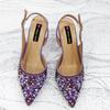 E-commerce Ladies' High Heels & Bag Set: Pointed Toe, Full Diamond Design, 3D Flower Accents, Matching Small Square Bag