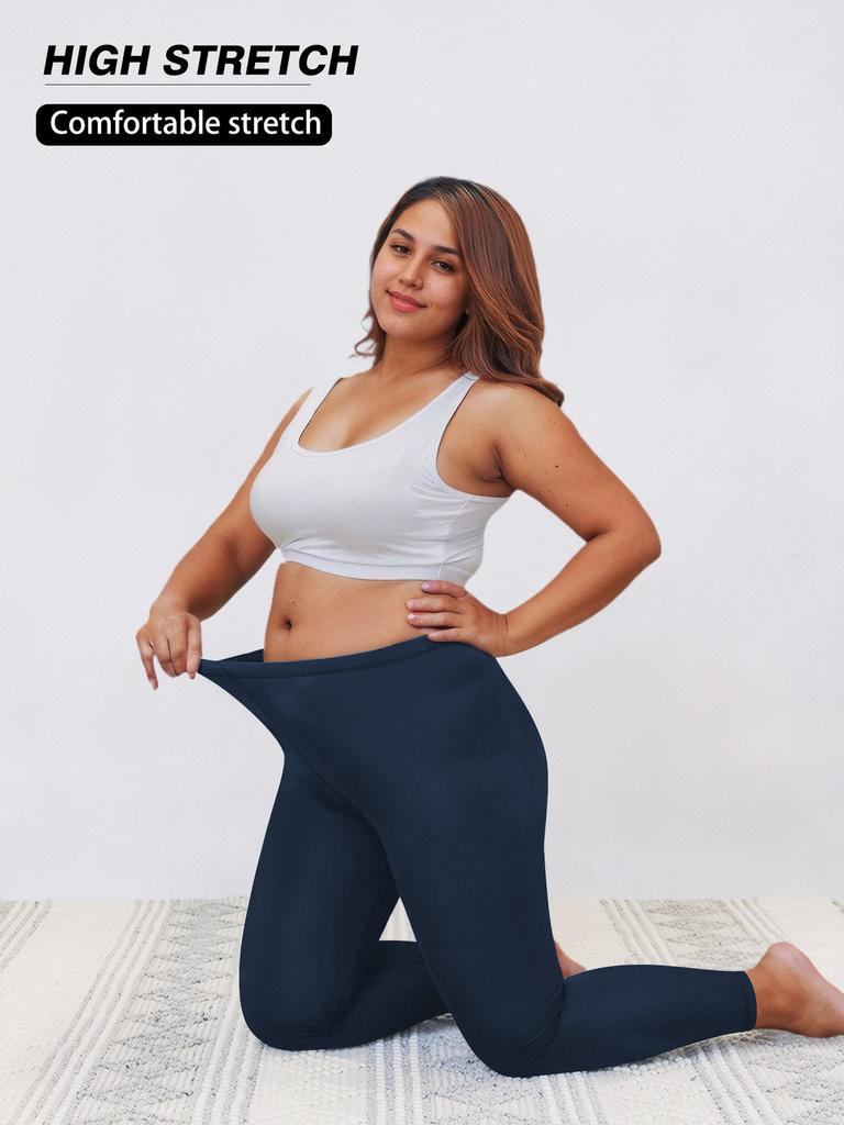 1XL-5XL Plus Size Leggings Women's Outerwear 300 Lbs 9-Inch High-Elasticity Solid-Colour Spring/Autumn Leggings Plus Size