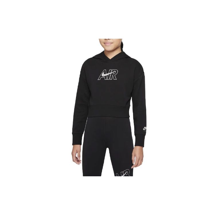 

Укороченная худи с вышитым логотипом Nike, детские топы, черный DM8372-010 M