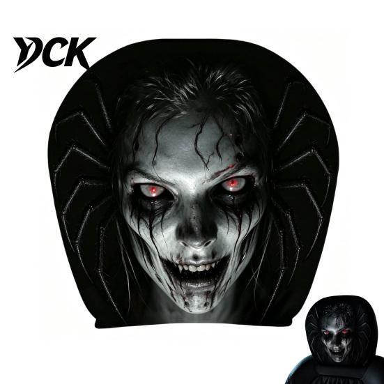 Removable Headrest Protector Universal Car Cover, Scary Face Protective Seat Cover for Most Vehicles, Easy to Install Automotive Interior Accessories