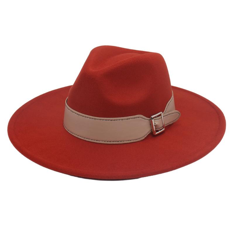 Men'S And Women'S Enlarged Brim, Wide Belt Buckle Top Hat, Jazz Hat, Trendy Hat