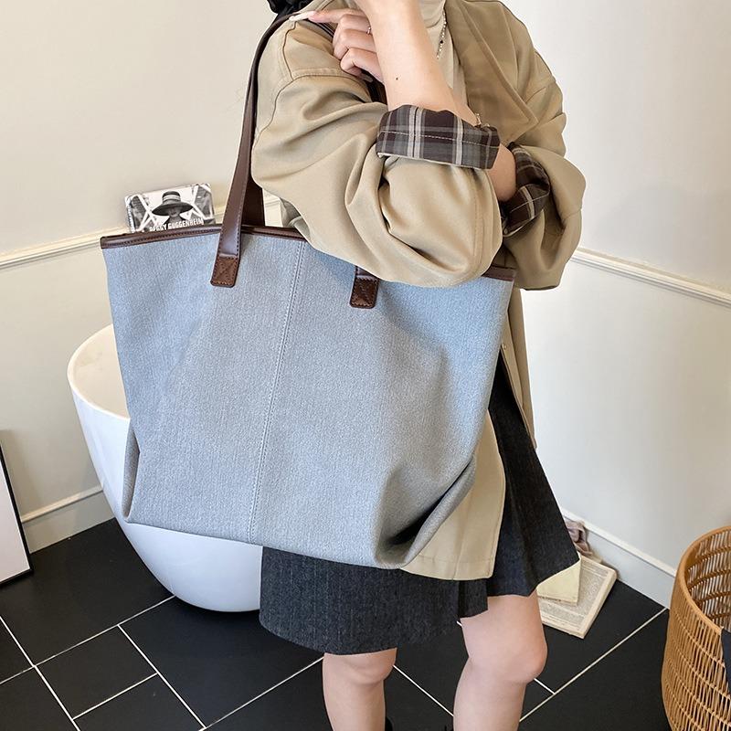 Stylish solid color simple bucket bag women's underarm bag new casual shoulder bag texture handbag