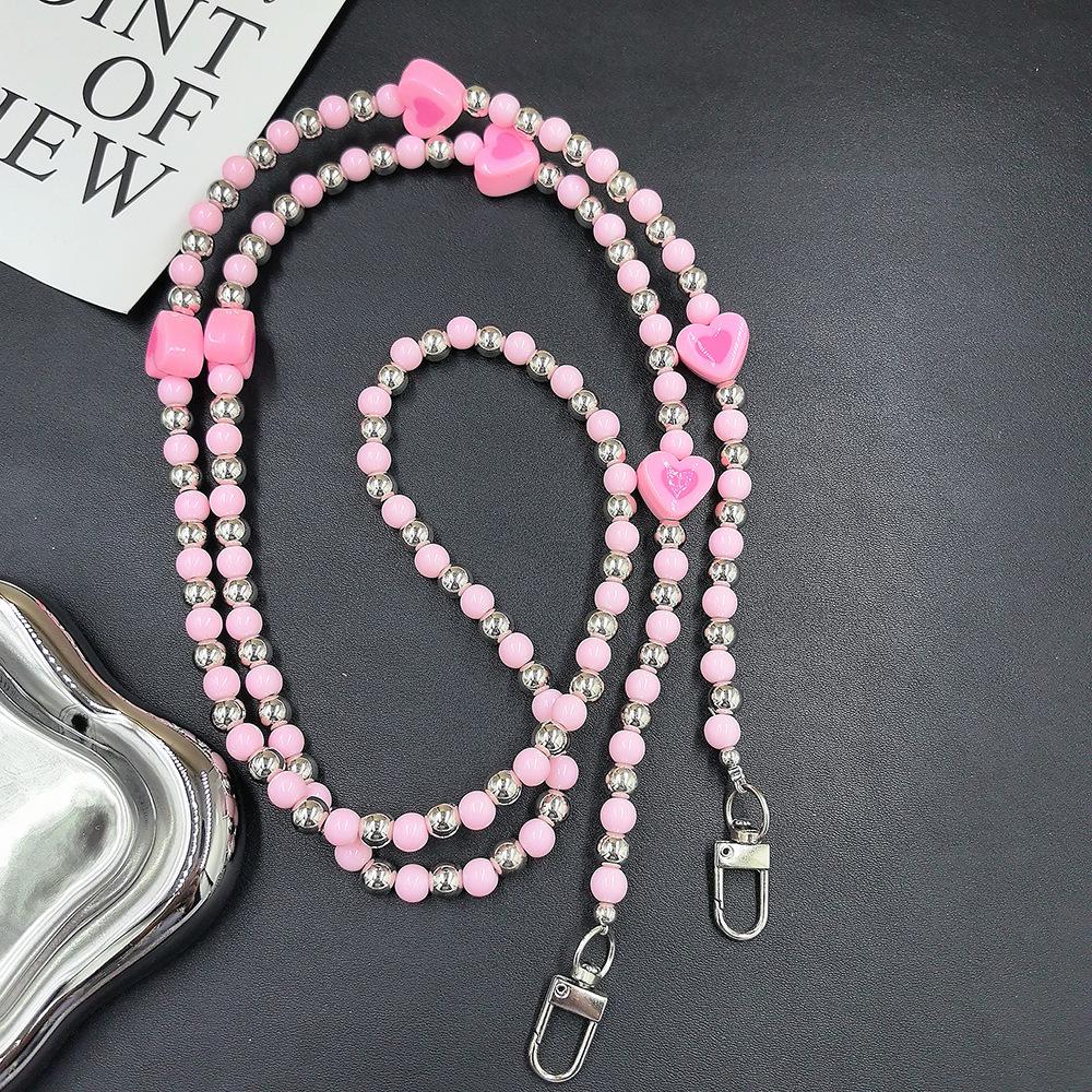 Beaded Pearl Love Crossbody Phone Chain Lanyard, Perfect Gift for Females.