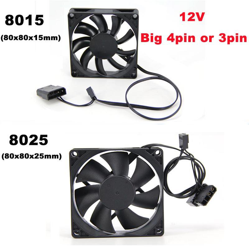 DC 5V 12v 24V 8cm 8010 8015 8025 3pin 4pin xh 2,54 Bezkartáčový chladicí ventilátor 80x25mm Chladič Radiátor 80x10 80*15 Pro PC Case GPU