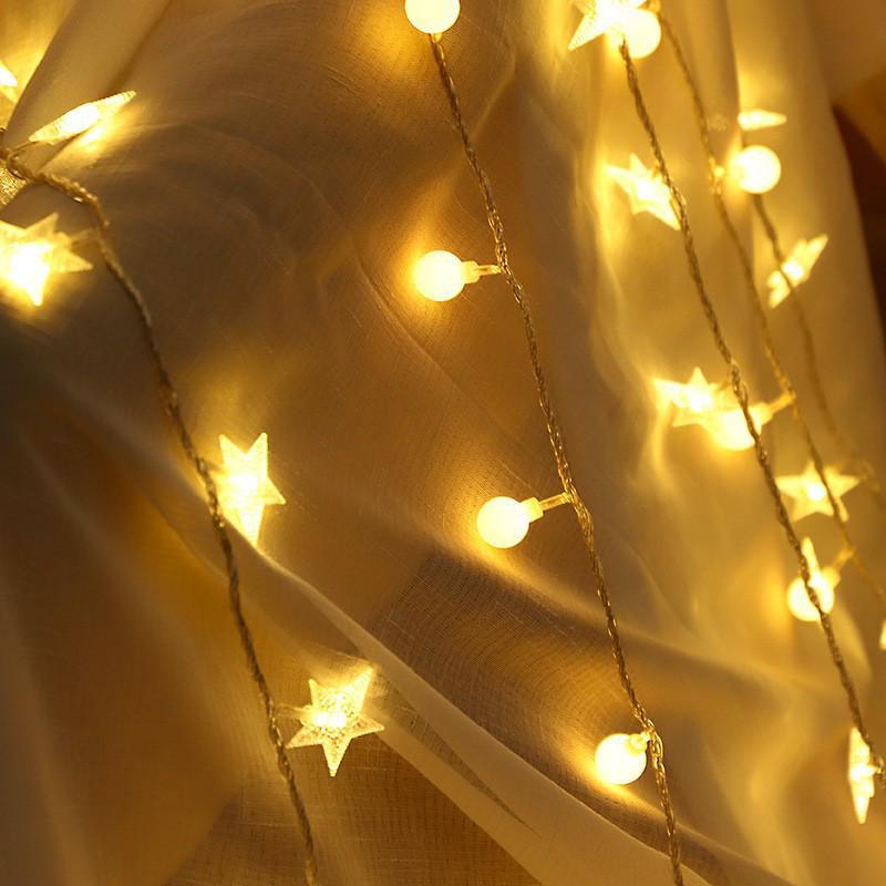 LED Star Ball String Lights - Fairy Room & Party Décor, Battery Operated