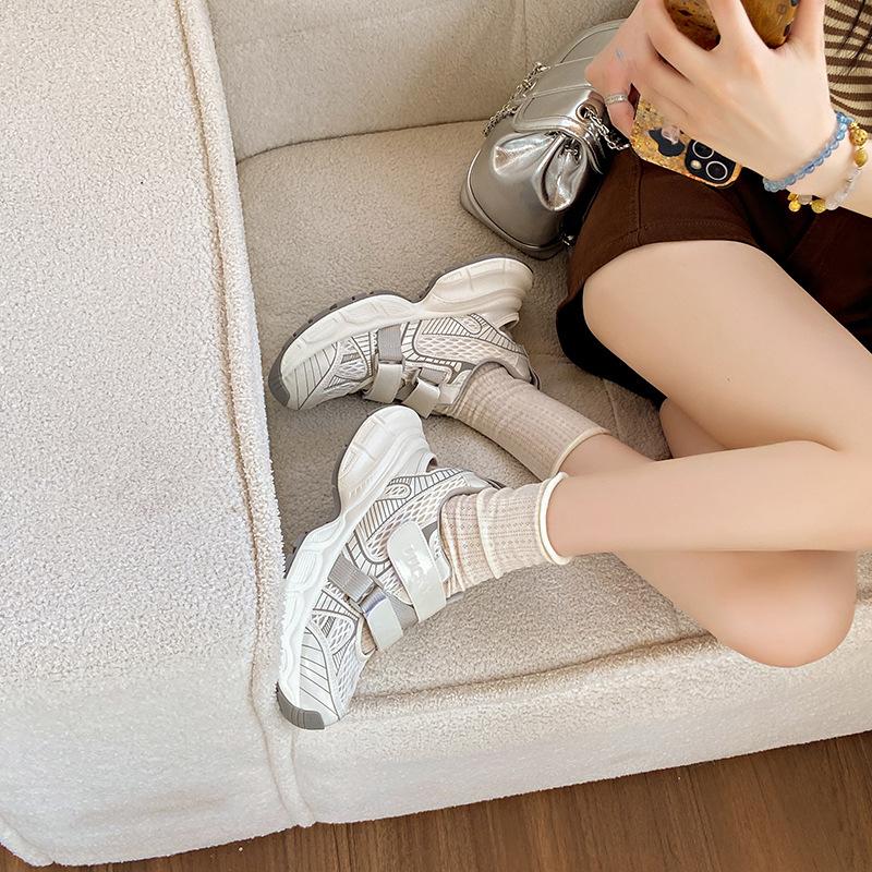 Sports sandals women's platform bag head Velcro single shoes breathable casual board shoes summer height increase German training dad shoes women