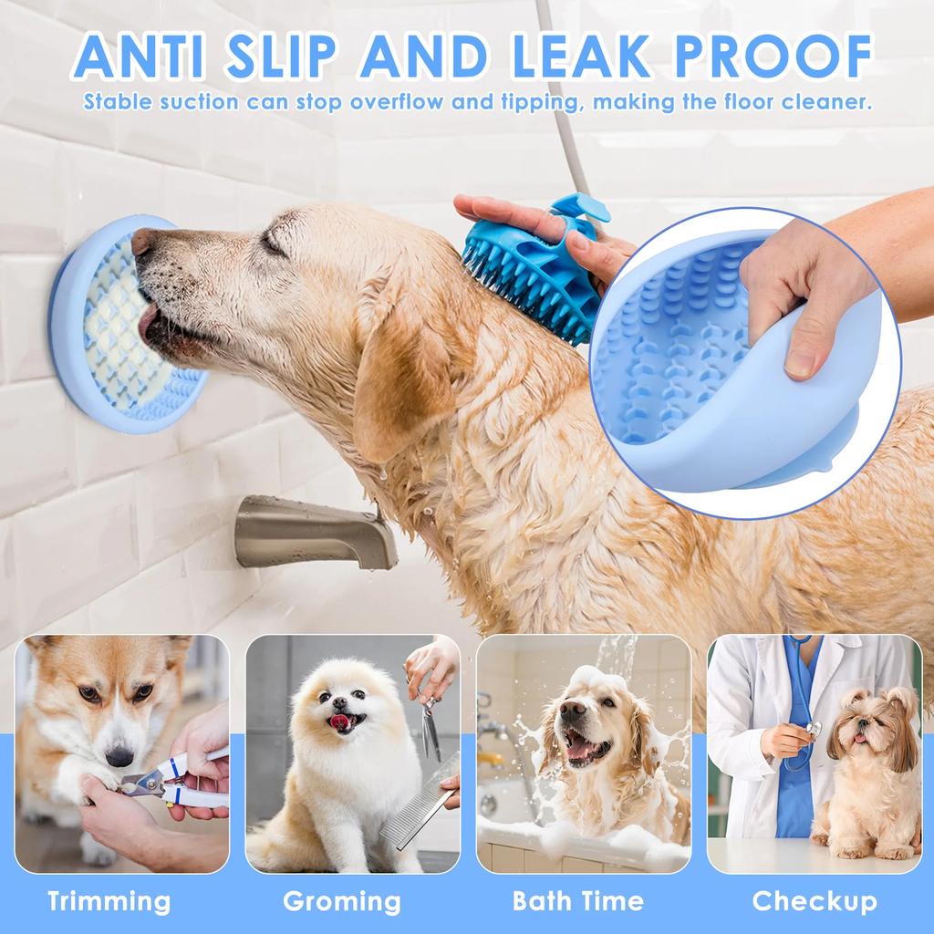2Pcs Dog Lick Bowl Silicone Slow Feeder Dog Bowl with Suction Cup Base Anti Choking Pet Slow Licking Bowl Pet Supplies (S + L)