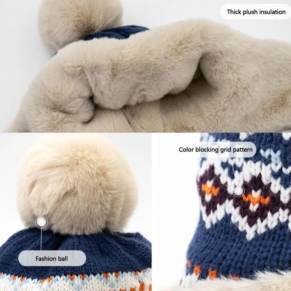 New Pompom Warm Hat Warm Windproof Pullover Cap Coldproof Beanie Hat for Outdoor Cycling Skiing