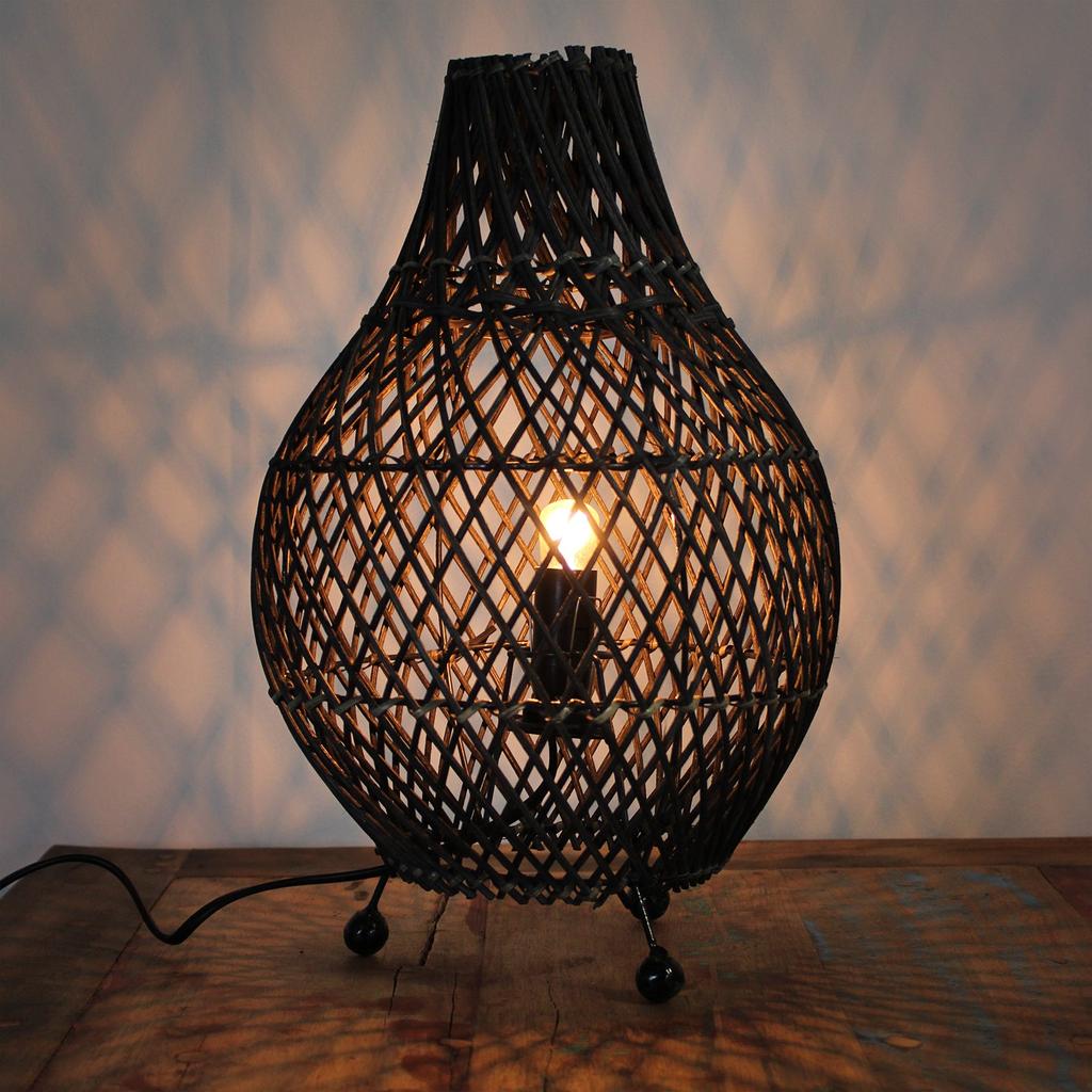 Rattan Table Lamp Natural Bulb Included