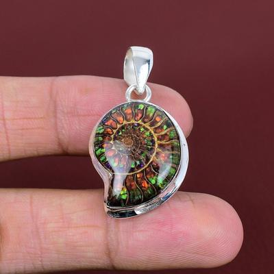 Ammonite Doublet Opal Gemstone Pendant Amazing Handmade Pendant 925 Sterling Silver Pendant Natural Ammolite Jewelry Anniversary Gifts