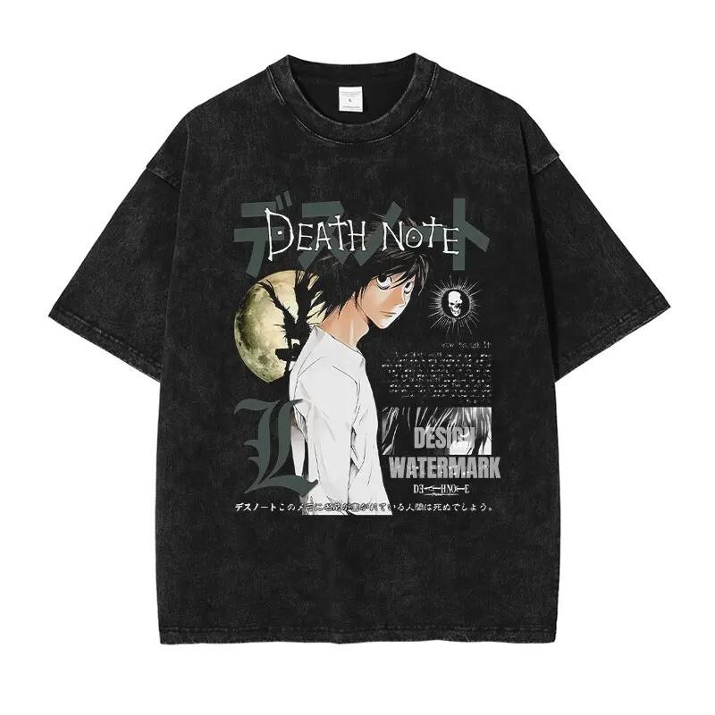 Death Note Vintage Washed TShirt Yagami Light Misa Manga Oversized Tee Top