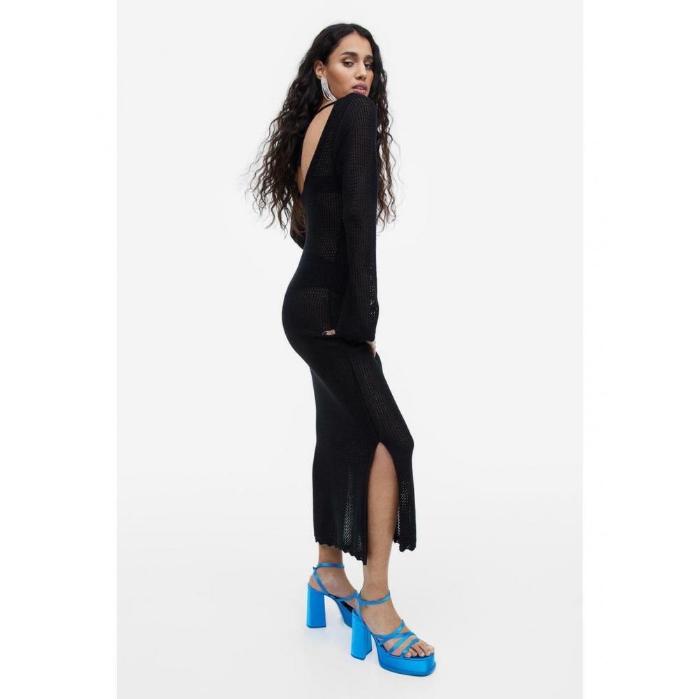 Buy H M Tie Detail Hole Knit Dress Black 1147254003 at affordable prices   free shipping, real reviews with photos  Joom