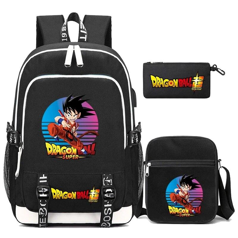 3ks/set Anime Dragon Ball Batoh Dětský Teenager Cartoon Bagpack Vodotěsný školní batoh Školní batoh Student Boy Girl