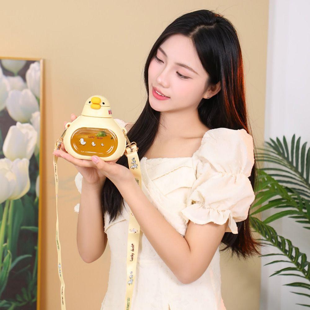 Duck Shape Cute Duck Bottle with Straw Large-Capacity Big Belly Cup Big Belly Water Bottle  Cycling