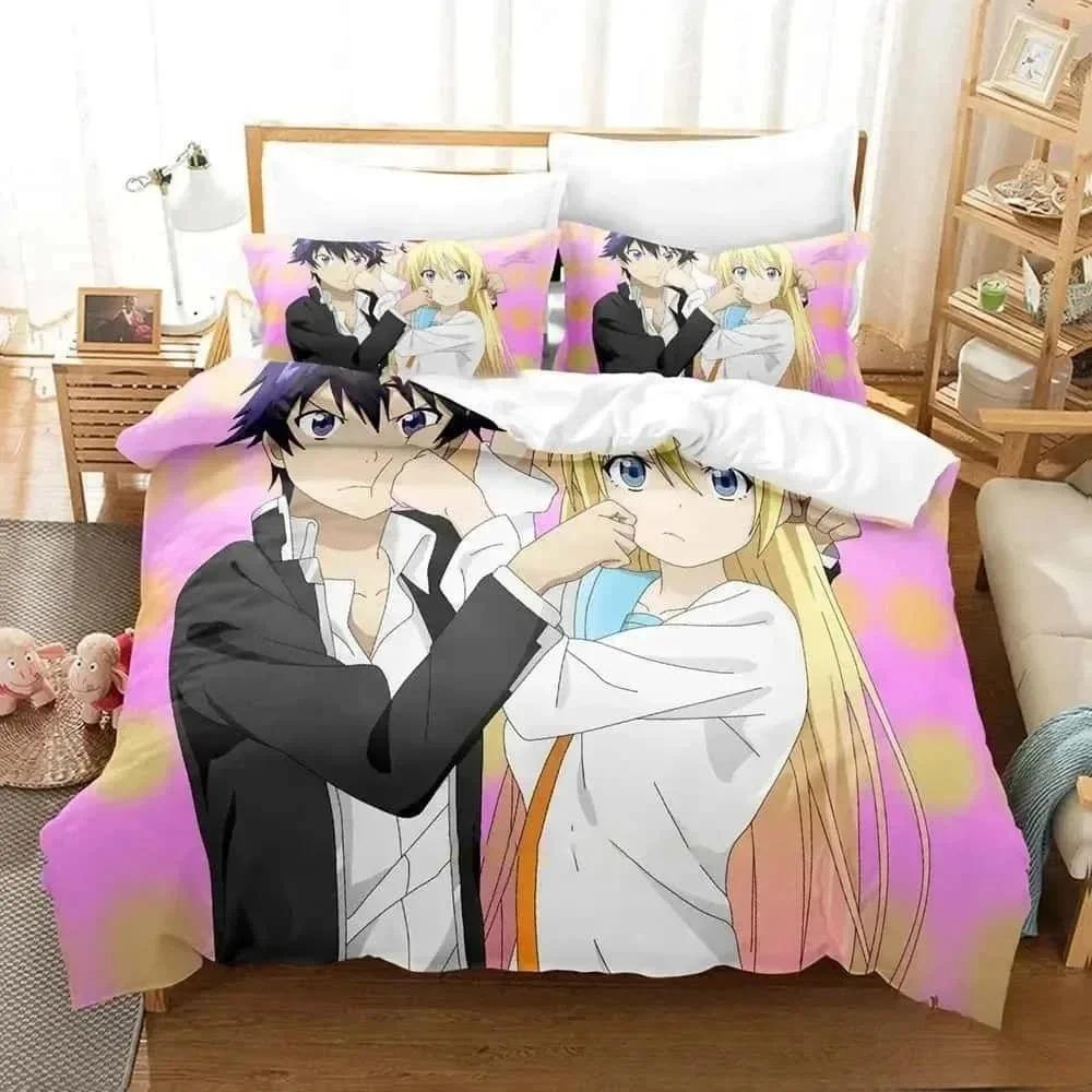 3D Print Anime Nisekoi False Love Beding Set Young Boys Young Girls Twin Quen King-Sized Dimensionsd Dimensions Soft Duvet Cover Pilowcase Bed boys