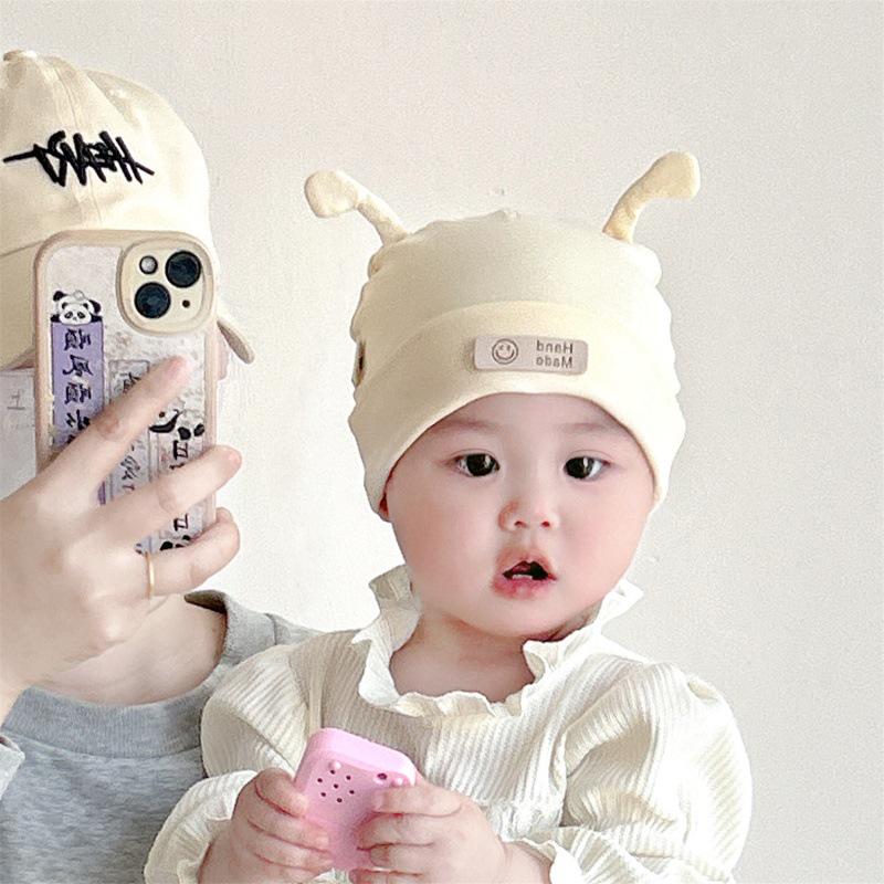 Guai Bao Baby Antenna Hat for Newborns 0-6 Months - Lightweight Spring/Summer Pullover Cap