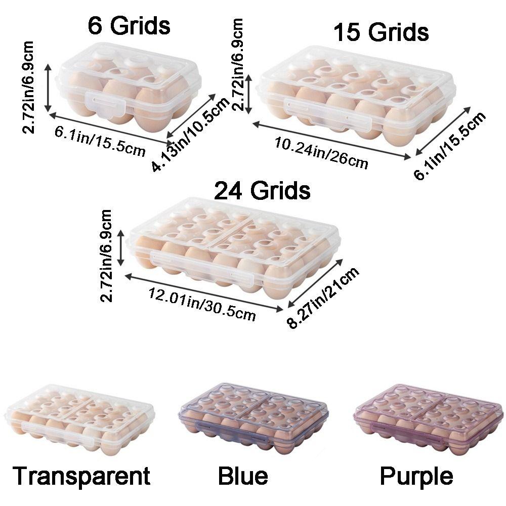 Plastic Refrigerator Egg Organizer 6/15/24 Grids Eggs Case Multipurpose Egg Protector  for Kitchen