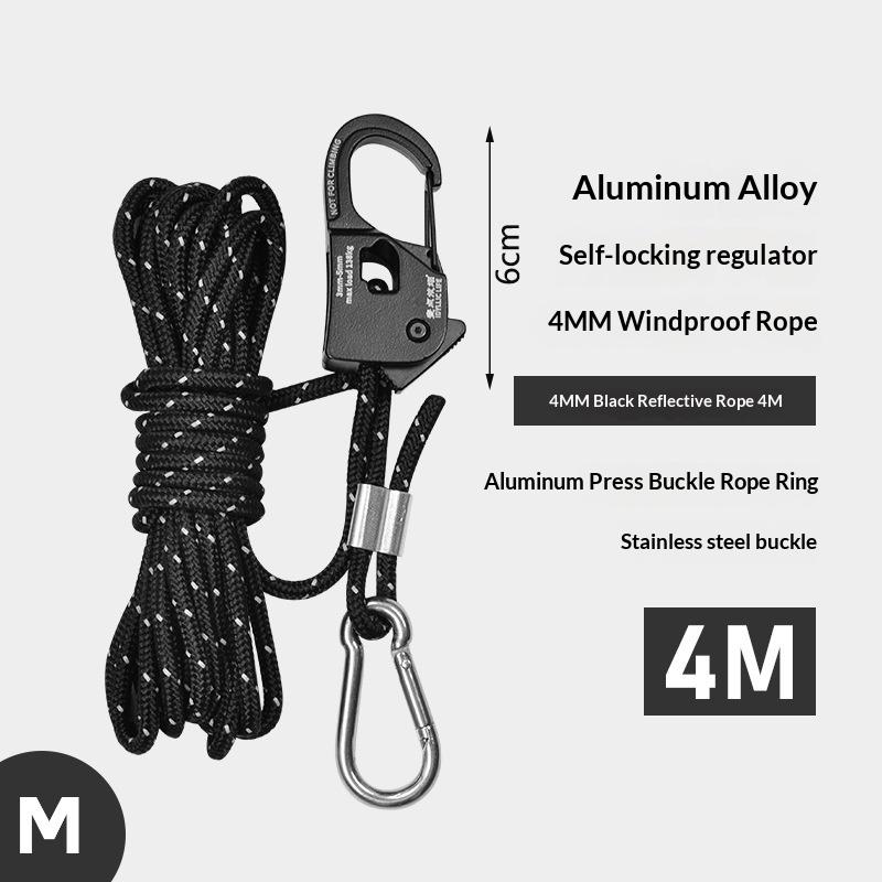 Aluminum Tent Rope Tensioner 5MM 5M Non-Slip Adjuster Buckle High Load Capacity for Camping Outdoor Gear