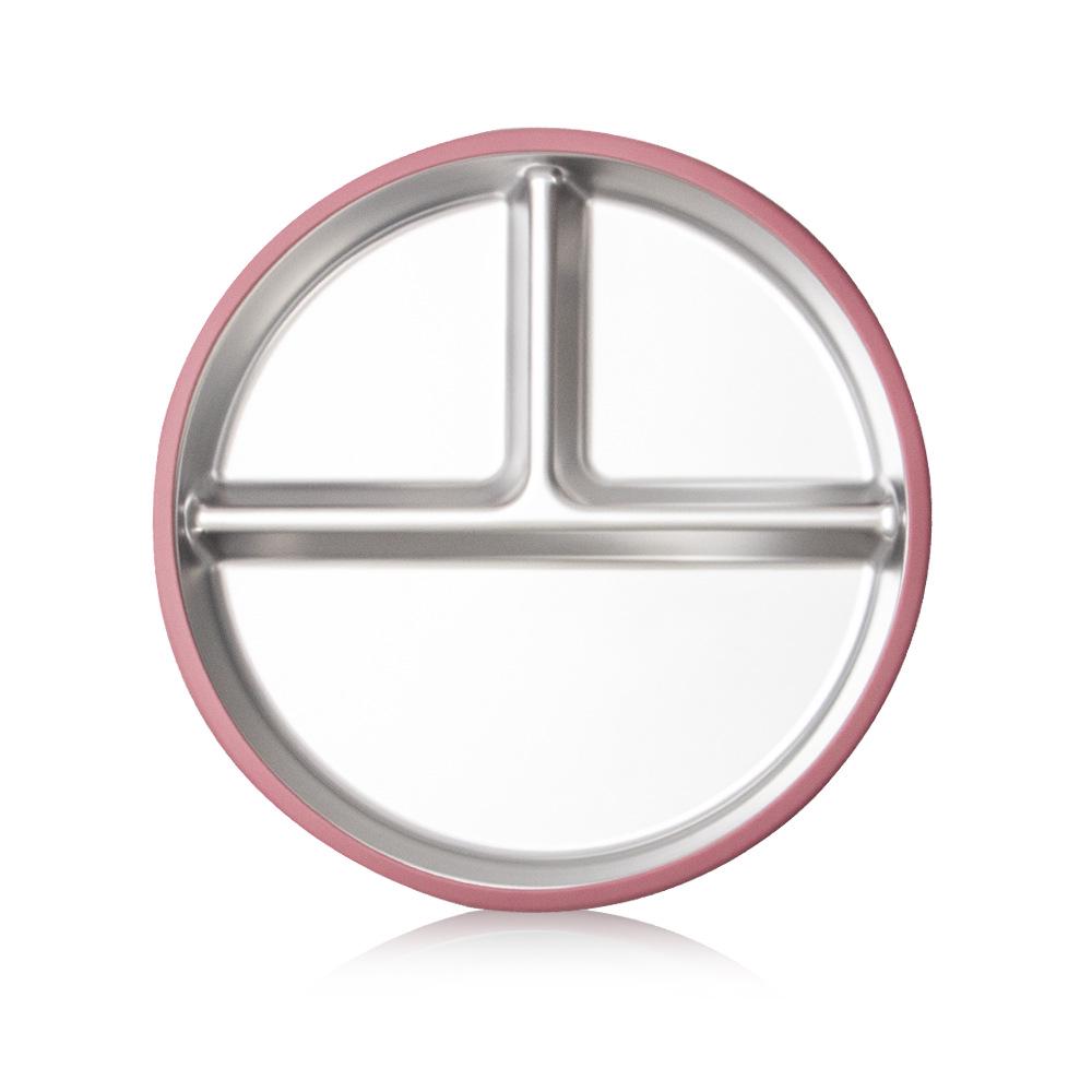 Edelstahl Kinder-Essgeschirr mit Anti-Rutsch-Silikon-Saugfuß & Besteck