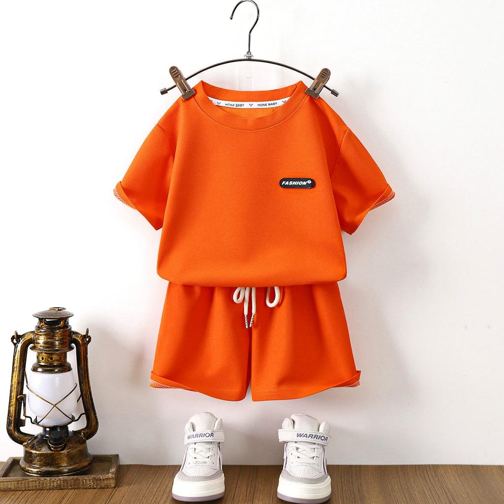 Huafu Ge Thin Girls' Summer Children's Clothing Set Korean Version Loose Casual Children's Clothing Baby Short Sleeved Pants