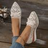 Fashion Woven Mesh Cutout Breathable Bow Single Shoes Autumn New Pointed Toe Mid-Mouth Platform Slip-Proof Heels