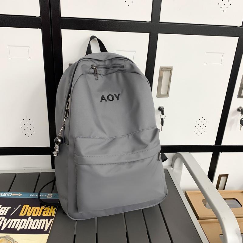 Backpack women s new Korean version Harajuku college student schoolbag student backpack simple solid color large capacity backpack серый