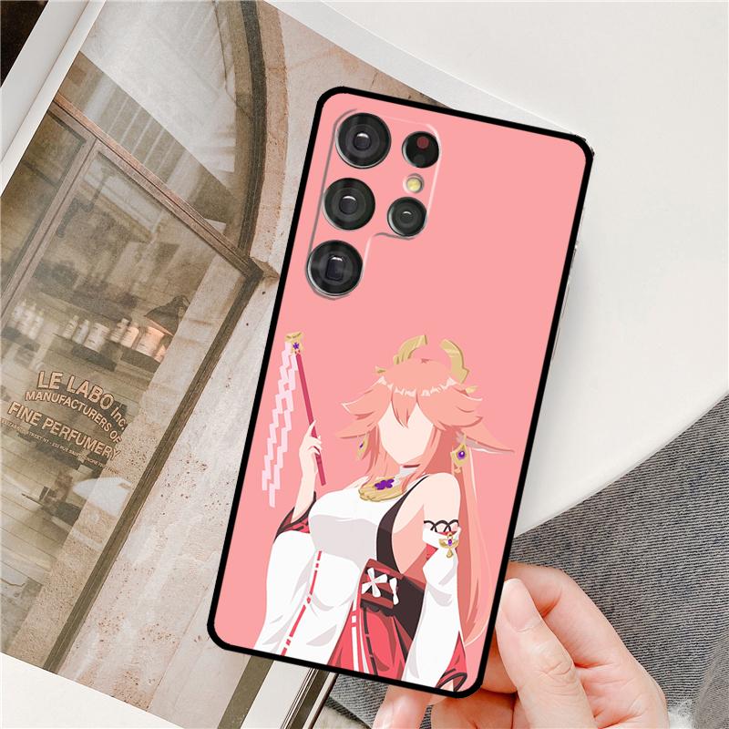 Genshin Impact Yae Miko Phone Case For Samsung Galaxy S24 Ultra S9 S10 S20 S21 S22 S23 Plus S24 FE S25 Ultra Cover