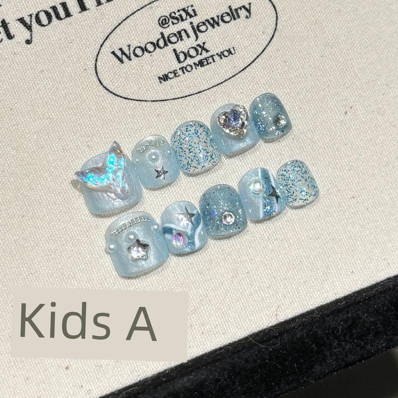

New Arrival Kids Hand-Worn Nail Cute Cartoon Mermaid Mermaid 3-12 Years Old Children Nail Stickers Small size S kids a