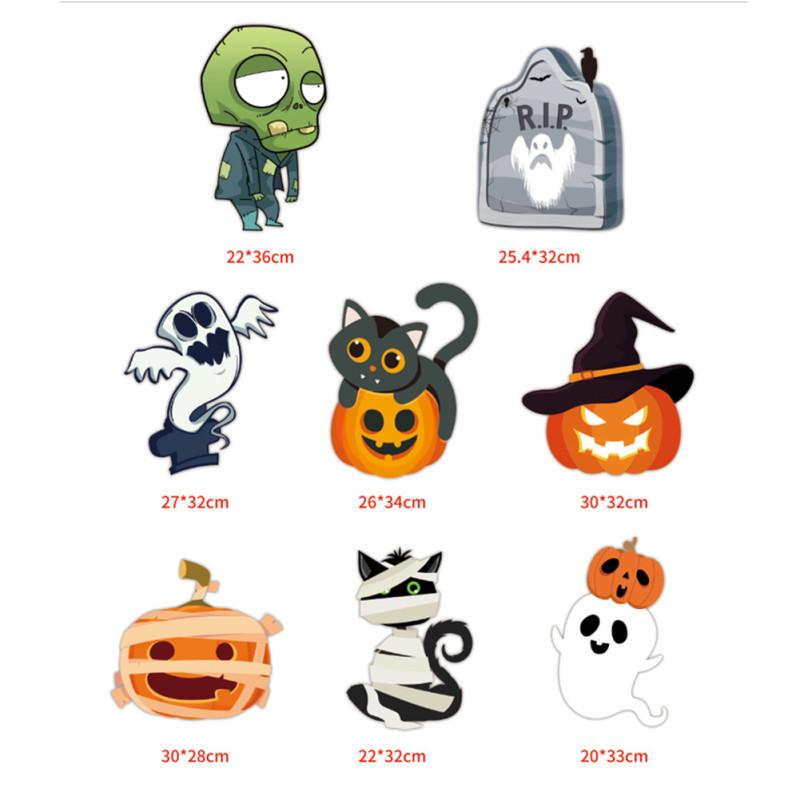 

8pcs Corrugated Wooden Sign Halloween Decoration Card For Outdoor Yard Courtyard Hollow Board