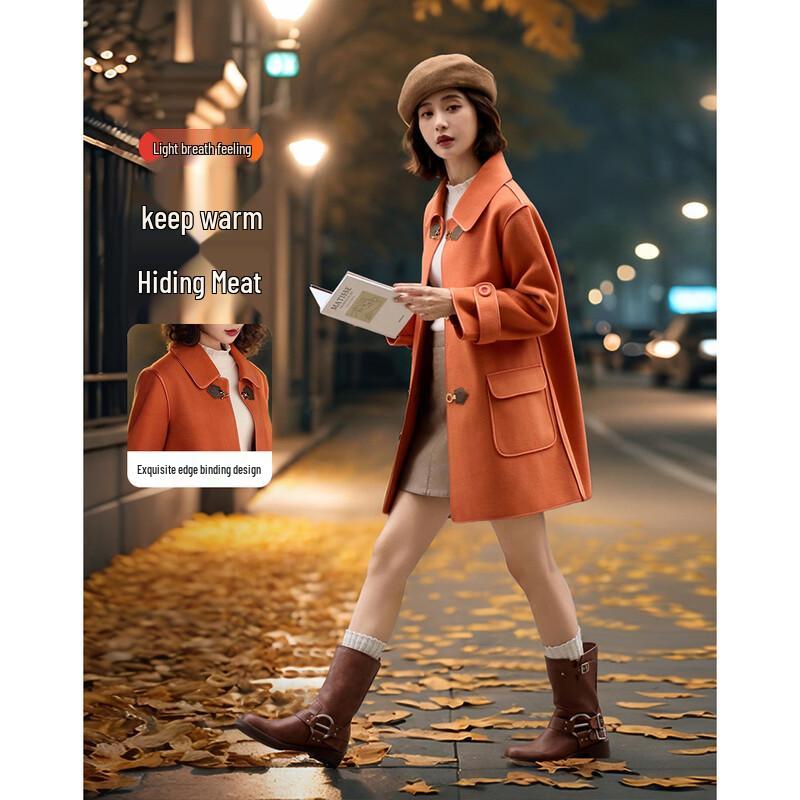 Demana Women's Loose-Fit Double-Sided Wool Blend Coat