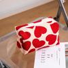 Red Heart Corduroy Women Cosmetic Bag Travel Portable Makeup Pouch Washing Toiletry Storage Bag Cute Pencil Organizer Purse