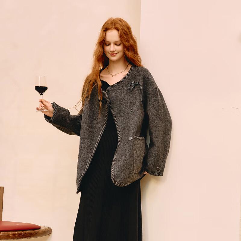 

Sancai 2025 Winter Loose Double-faced Wool Coat S