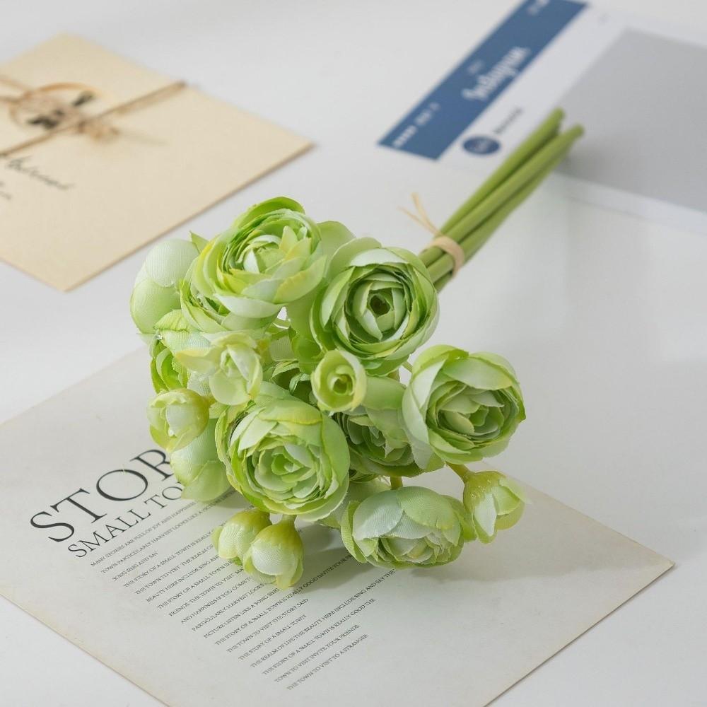 Fashion 28cm Length Artificial Camellia Bouquet Lotus Silk Flower Bouquet Fake Handmade Craft Wedding Bouquet Home Decoration