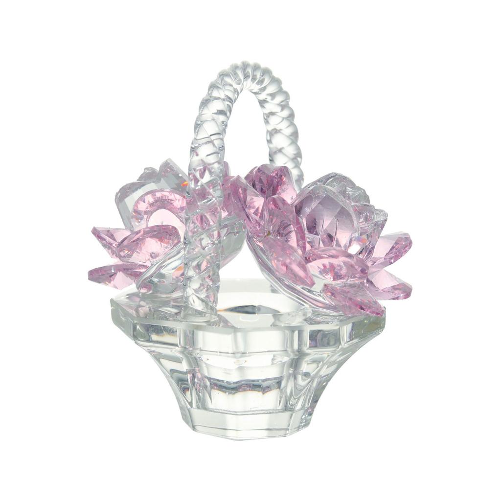 Coș Romantic cu Flori de Cristal cu Trandafiri Cadou pentru Ea de Ziua Îndrăgostiților și Zile de Naștere