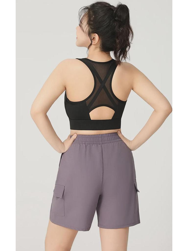 Summer Mesh Sports Bra with Front Zipper - Breathable, I-Shaped Back, One-Piece Fitness Design