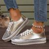 Plus Size 43 Women's Casual Flat Shoe 2025 New Style Rhinestone Design Woman Sneakers Comfortable Platform Shoe