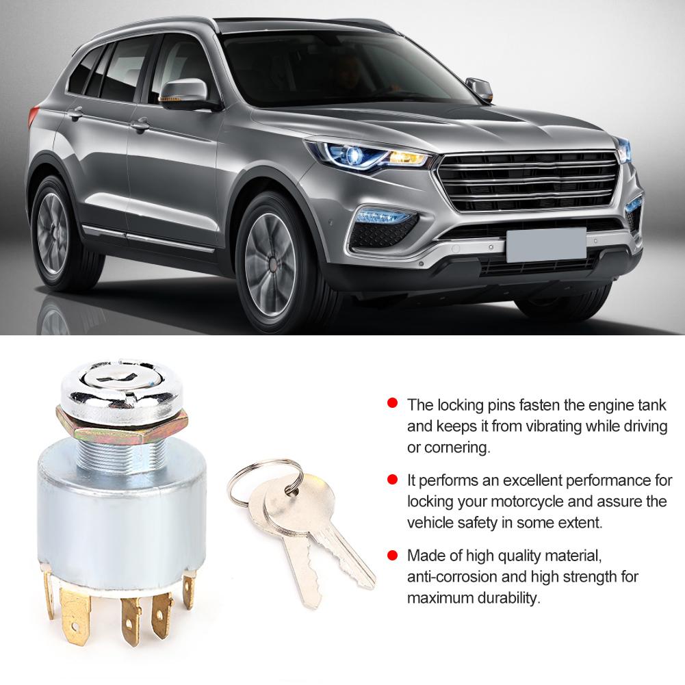 Universal 12V 4 Position Ignition Switch Lock Keys for Car Motorcycle Bike Boat