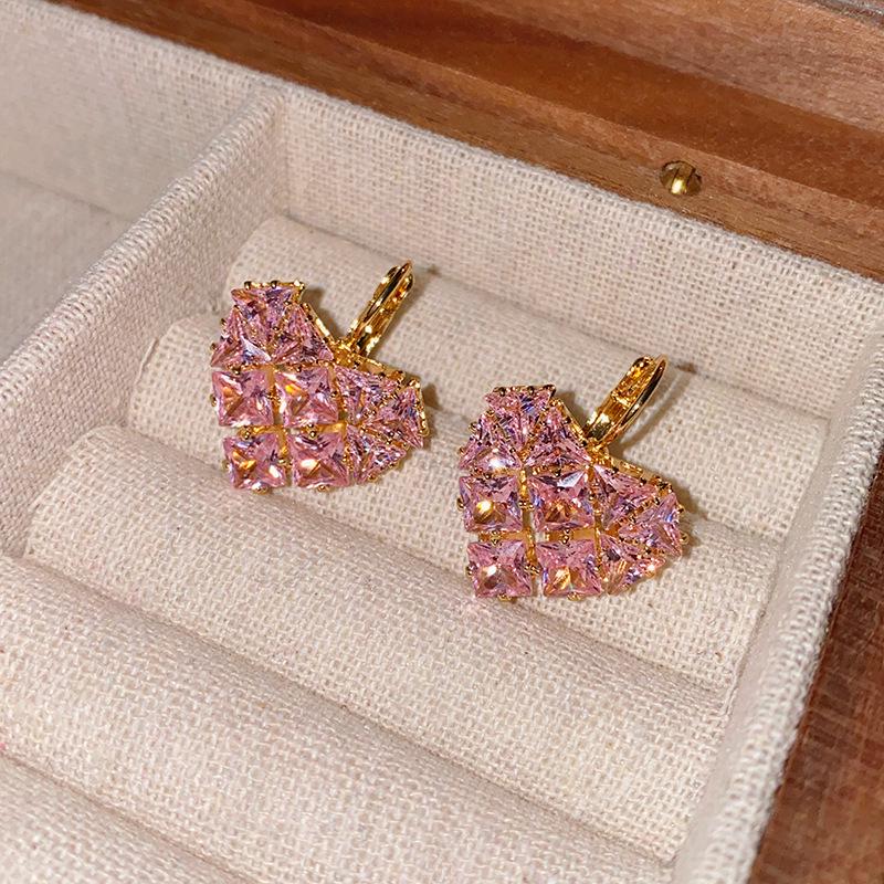 Silver Needle Diamond Teardrop Pendant Stud Earrings - Vintage Luxury Design