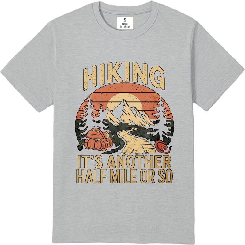 Printed For Men Crew Neck T Shirt Brand Hiking Mountain Sunset Trail Backpack Nature Adventure Hike Hiphop Boys Tee Shirt