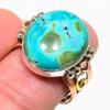 Natural Tibetan Turquoise Two Tone 925 Sterling Silver Jewelry Ring S.8.5 V5Q04