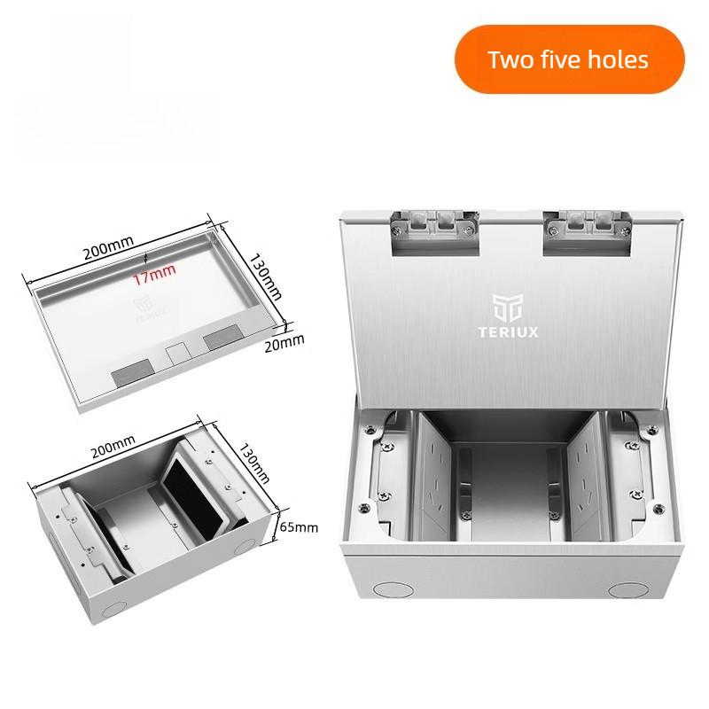 Flat And Ultra-thin Socket Stainless Steel Waterproof Power Socket Household Invisible Embedded Floor Socket