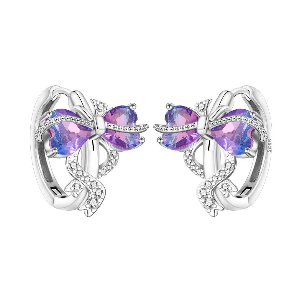 925 Sterling Silver Inlaid Zircon Butterfly Earrings Insect Element Original Design Women's Fashion Party Jewelry Gift Ear Loops