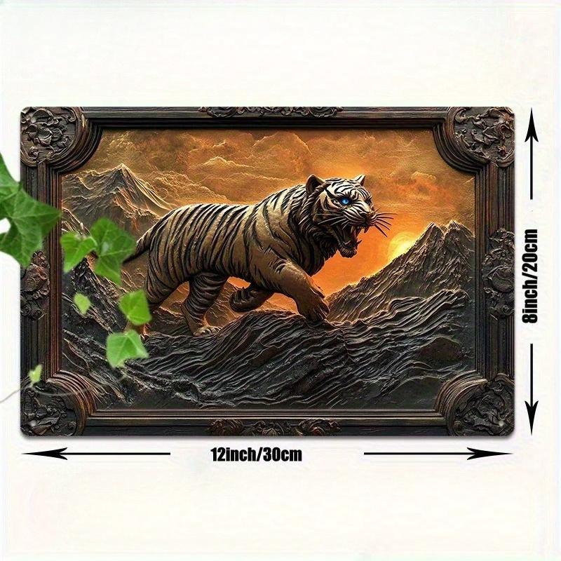 

2d Flat 30*20cm, Vintage White Tiger Mountain Run Wooden Wall Art, Wooden Sign for Bedroom, Conference Room and Outdoor Decor Durable. 30*20cm