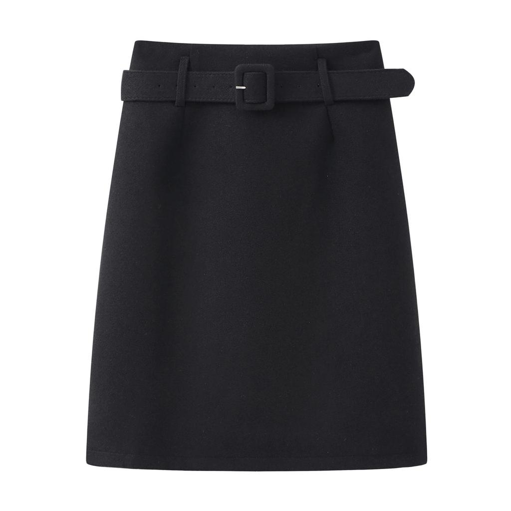 Chic High-Waisted Midi Skirt for Women, 2025 Fall/Winter: Slimming, Versatile, Knee-Length with Back Slit.