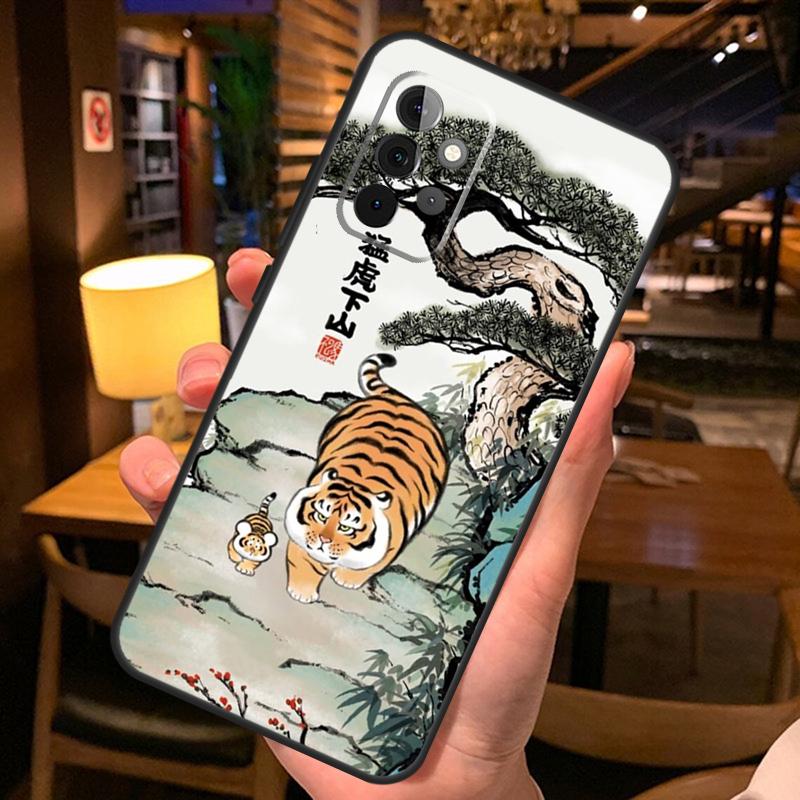 Cartoon Fat Tiger Case For Samsung Galaxy A54 A34 A14 A52 A32 A12 A13 A33 A53 A15 A16 A36 A56 A26 A06 A35 A55