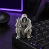 3D Printed Mini Hooded Skull Figurine, Dark Style Desktop Ornament, Cool Rock Gesture Skeleton Decor for Study Room E-Sports Room