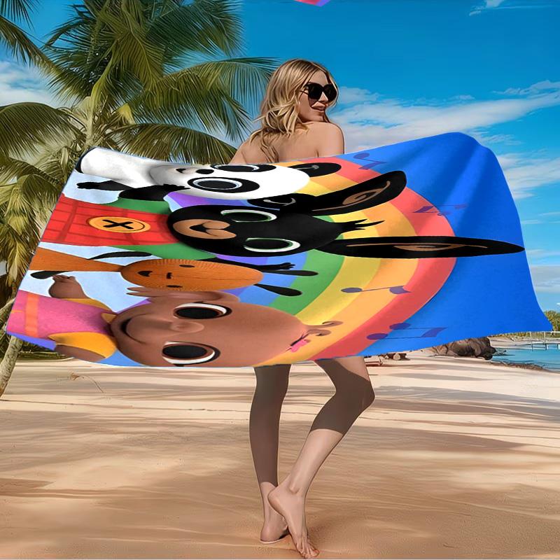 Rainbow Bing Friends Singing Beach Towel Microfiber Beach Towel, Lightweight and Quick-Dry, for Summer Travel, Swimming Pool Fan Birthday Gift