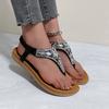 Fashion Clip Toe Bohemian Style Sandals for Women Fashion Mix Color Pearl Rome Sandals Woman 2025 New Flat with Non-Slip Beach Shoes